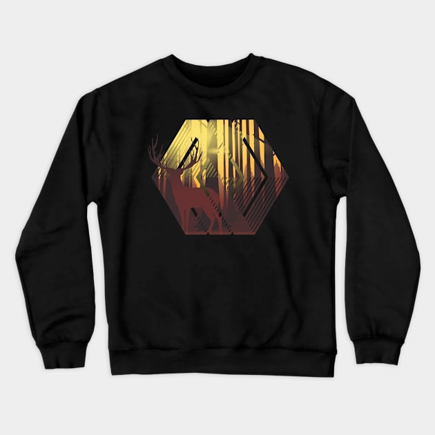 Deer Hexagon Crewneck Sweatshirt by MimicGaming